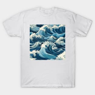 Ephemeral Crests: Hokusai Waves Reimagined T-Shirt